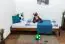 Kinderbett / Jugendbett Kiefer Vollholz massiv Nussfarben A10, inkl. Lattenrost - Abmessung 90 x 200 cm