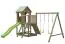 Spielturm S2A inkl. Wellenrutsche, Doppelschaukel-Anbau, Balkon, Sandkasten und Rampe - Abmessungen: 400 x 390 cm (B x T)