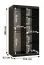 Schmaler Kleiderschrank mit stylischen Spiegel Weissmies 02, Schwarz Matt, Maße: 200 x 100 x 62 cm, Führungen aus Aluminium