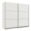 Breiter Schiebetürenschrank / Kleiderschrank Kule 07, Farbe: Weiß, zwei Kleiderstangen, 10 Fächer, gute Verarbeitung, Maße: 210 x 217 x 62,5 cm