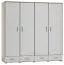 200 cm breiter Kleiderschrank mit 4 Türen, 10 Fächern und 4 Schubladen | Farbe: Eiche / Weiß | Tiefe: 60 cm Abbildung