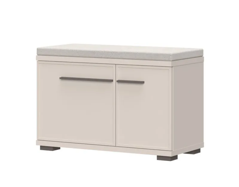 Sitzbank mit Stauraum Neiafu 111, Farbe: Kaschmir, Soft-Close-System, Maße: 53 x 76 x 36 cm, für die Garderobe, gepolstertes Sitzkissen
