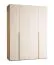 Falttür / Kleiderschrank | Farbe: Beige / Eiche | 3 Schubladen | 3 Kleiderstangen | 175 x 60 x 240 cm | inkl. LED-Beleuchtung | Soft-Close | Griffe: Metall