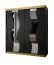Schiebetürenschrank im modernen Design Aiguille 12, Griffe Gold, mit gewellten Spiegel, Schwarz Matt, Maße: 200 x 180 x 62 cm, Führungen aus Aluminium