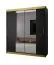 Moderner Schiebetürenschrank Bernina 12, Weiß Matt, mit Spiegel, 5 Fächer, Maße: 200 x 180 x 62 cm, Führungen aus Aluminium, Griffe: Gold