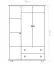 Kleiderschrank | 3 Drehtüren | 2 Schubladen | 5 Fächer | mit Kleiderstange | 135 cm breit | Massivholz | Farbe: Natur Abbildung