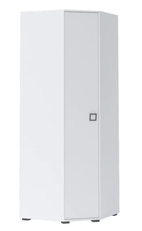 86 cm breiter Kleiderschrank mit 1 Tür | 3 Kleiderstangen | Farbe: Weiß Abbildung