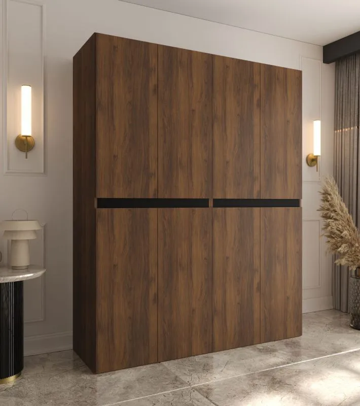 Drehtürenschrank | Farbe: Walnuss Warmia | 8 Drehtüren | 6 Fächer | 2 Kleiderstangen | Kleiderschrank | 180 x 52 x 203 cm | hochwertig Verarbeitet | Soft-Close Funktion
