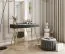 Eleganter Schminktisch mit Push-to-open Funktion Horsham 72, Farbe: Schwarz, zwei Schubladen, ABS-Kantenschutz, Beine: Gold, modernes Design