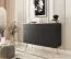 Wohnzimmer - Set F Horsham, 3-teilig, Farbe: Schwarz, Push-to-open Funktion, eine schmale Kommode, ein Sideboard, ein Schminktisch, ABS-Kanten, Beine: Gold