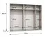 Kleiderschrank mit fünf Spiegeltüren | Farbe: Walnuss | 2,5 Meter breit | Griffe: Gold | drei Kleiderstangen | drei Fächer | Soft-Close-Funktion