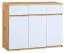 Jugendzimmer - Kommode Alard 06, Farbe: Eiche / Weiß - Abmessungen: 94 x 120 x 40 cm (H x B x T)