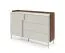 Wohnzimmer Set D | 3-teilig | Farbe: Kaschmir / Alba-Walnuss | Push-to-open Funktion | Beine aus Metall | 1 Regal | 1 langes Sideboard | 1 kurzes Sideboard