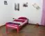 Kinderbett / Jugendbett "Easy Premium Line" K1/1n, Buche Vollholz massiv Rosa lackiert - Maße: 90 x 190 cm