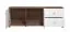 TV-Schrank / TV-Board mit zwei Türen Kanjiza 05, Farbe: Eiche Flagstaff / Weiß / Weiß Hochglanz, zwei Schubladen, vier Fächer, Maße: 59,5 x 162 x 40 cm