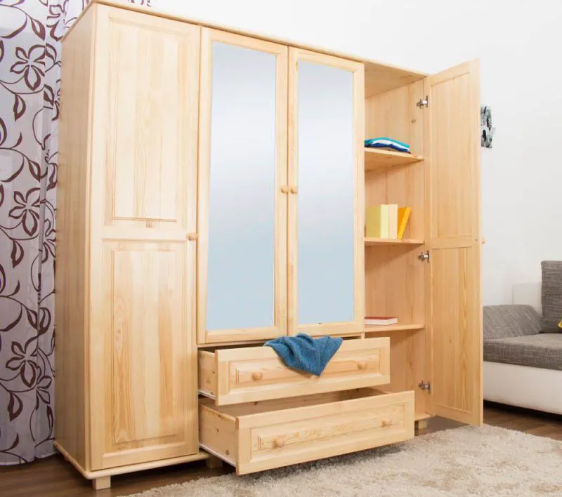 Dielenschrank Kiefer, Farbe: Natur 190x180x60 cm Abbildung