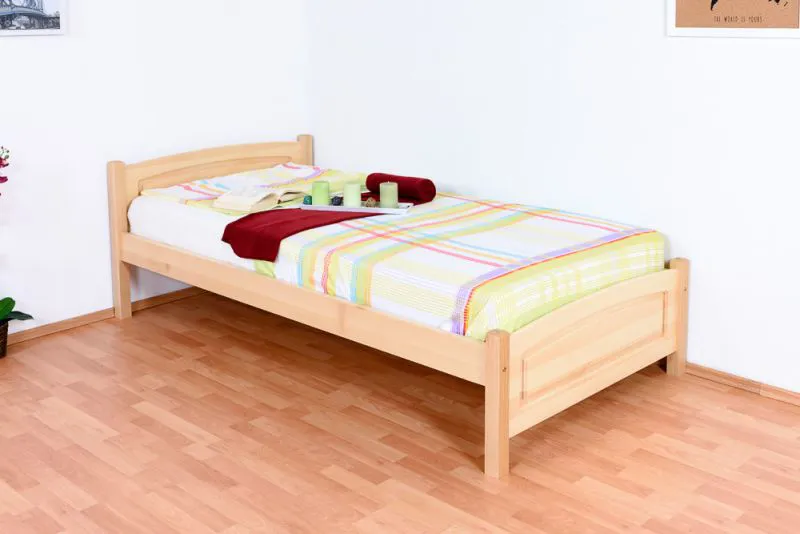 Einzelbett / Gästebett Buche massiv Vollholz natur 117, inkl. Lattenrost - 100 x 200 cm