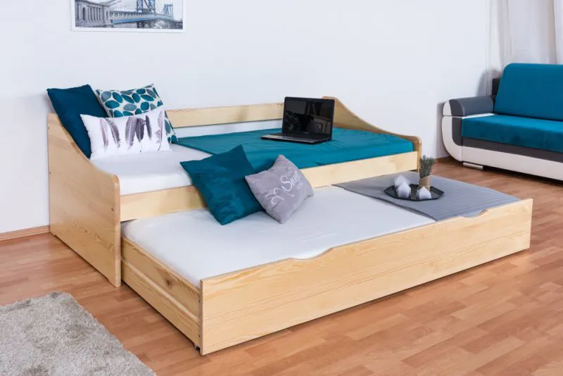 Einzelbett / Funktionsbett Kiefer massiv Vollholz natur 93, inkl. Lattenrost - Abmessung 90 x 200 cm