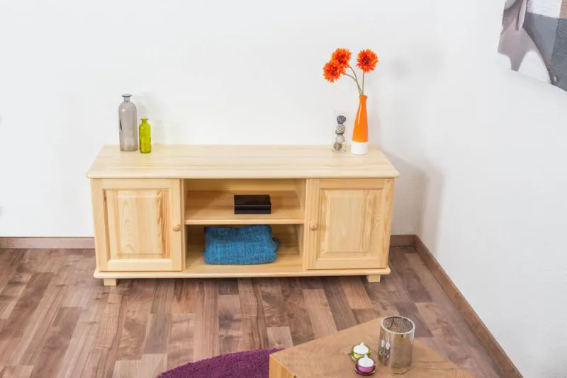 TV-Unterschrank Kiefer Vollholz massiv natur 001 - Abmessung 55 x 136 x 47 cm (H x B x T)