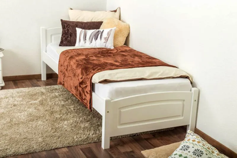 Bettrahmen für Kinder / Kinderbett 80 x 200 cm | Massivholz: Kiefer | Weiß Lackiert Abbildung