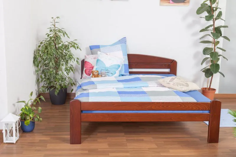 Bett 160 x 200 cm Buche massiv Dunkelbraun Abbildung