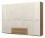 Drehtürenschrank / Kleiderschrank Gataivai 42, Farbe: Beige Hochglanz / Walnuss - Abmessungen: 224 x 272 x 56 cm (H x B x T)