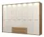 Drehtürenschrank / Kleiderschrank mit LED-Rahmen Gataivai 60, Farbe: Beige Hochglanz / Walnuss - Abmessungen: 224 x 322 x 60 cm (H x B x T)