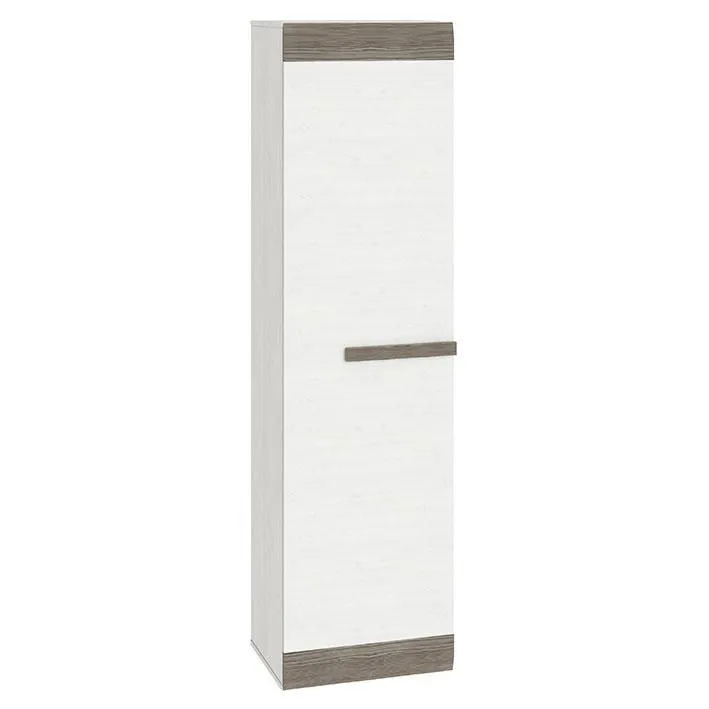 Wohnzimmer - Schrank schmal, Farbe: Kiefer Weiß / Grau - Abmessungen: 202 x 54 x 40 cm (H x B x T) Abbildung