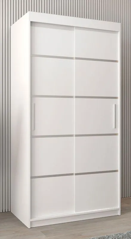 1 Meter breiter Kleiderschrank mit 2 Türen | Farbe: Weiß Abbildung