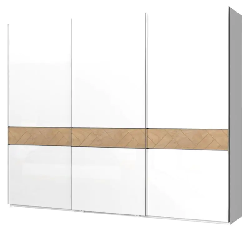 272 cm breiter Kleiderschrank mit 3 Türen | Farbe: Weiß / Walnuss Abbildung