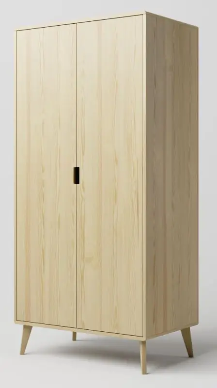 Drehtürenschrank / Kleiderschrank Kiefer massiv natur Aurornis 03 - Abmessungen: 200 x 96 x 60 cm (H x B x T)