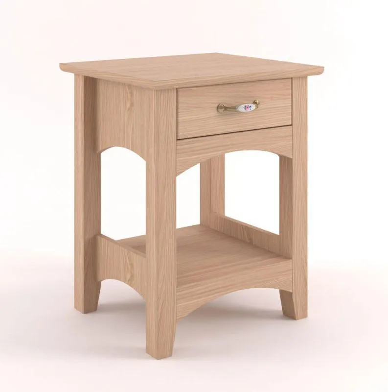 Nachtkommode Natur 56x40x35 (HxBxT) Eiche massiv, 1 Schublade(n) Abbildung
