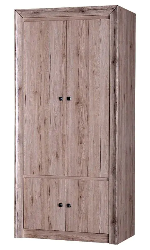 90 cm breiter Kleiderschrank mit 4 Türen | Farbe: Braun Abbildung