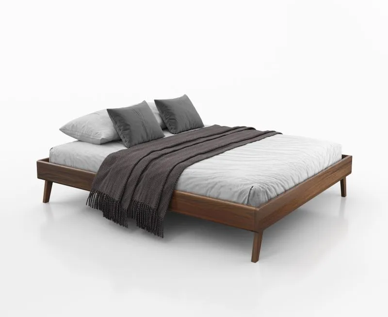 Einzelbett / Gästebett Engordany 11 | Buche Vollholz massiv | lackiert | Liegefläche: 140 x 200 cm | schlichtes Design | Farbe: Walnuss | hochwertige Verarbeitung