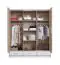 Drehtürenschrank / Kleiderschrank mit Spiegel Beerzel 01, Farbe: Eiche / Weiß - Abmessungen: 230 x 204 x 60 cm (H x B x T)