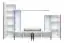 Schlichte Wohnwand mit LED-Beleuchtung Bjordal 47, Farbe: Weiß matt / Schwarz Hochglanz - Abmessungen: 193 x 300 x 50 cm (H x B x T), mit genügend Stauraum
