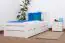 Kinderbett / Jugendbett "Easy Premium Line" K8 inkl. 2 Schubladen und 1 Abdeckblende, 90 x 200 cm Buche Vollholz massiv weiß lackiert