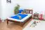Kinderbett / Jugendbett Kiefer Vollholz massiv Nussfarben A21, inkl. Lattenrost - Abmessung 120 x 200 cm 
