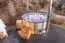 Hot Tub 03 aus Thermoholz mit LED-Beleuchtung, Thermodeckel, Kombimassagedüsen, Sandfilter, Holzbox und Wärmedämmung, Wanne: Anthrazit, Innendurchmesser: 200 cm