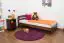 Kinderbett / Jugendbett Kiefer Vollholz massiv Nussfarben A7, inkl. Lattenrost - Abmessungen: 90 x 200 cm