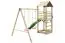 Spielturm 23 inkl. Wellenrutsche, Sandkasten und Doppelschaukel-Anbau - Rutsche: Grün, Schaukel: Rot - Abmessungen: 270 x 290 cm (B x T)