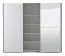 Kleiderschrank / Schwebetürenschrank Bogati 04, Farbe: Weiß / Weiß Hochglanz, eine Spiegeltür, zwei Kleiderstangen, Maße: 224 x 262,5 x 65,5 cm
