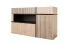 Kommode / Sideboard mit zwei Schubladen Jordalsgrenda 05, Farbe: Eiche / Schwarz, zwei Türen, 5 Fächer, Maße: 90 x 150 x 40 cm, für Wohnzimmer