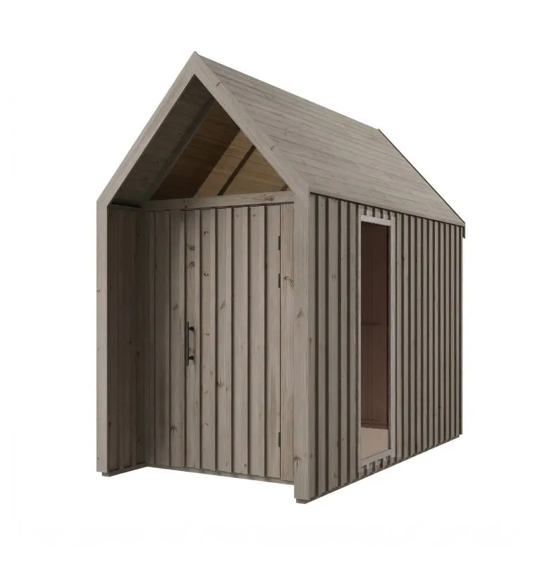 Gartenhütte mit Satteldach | Dreieckfenster | Grau-Beige | Außenmaße: 162,4 x 207,7 cm | Grundfläche: 4,50 m² | Skandinavischer Style | Malmö 11