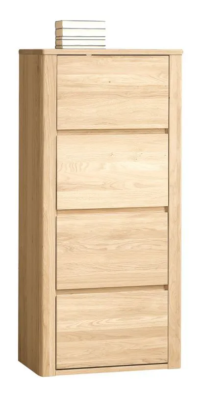 Kommode Jussara 14 | Farbe: Hellbraun | Eiche teilmassiv geölt | 69 x 42 x 150 cm (L x T x H) | 4 Schubladen | Push to open