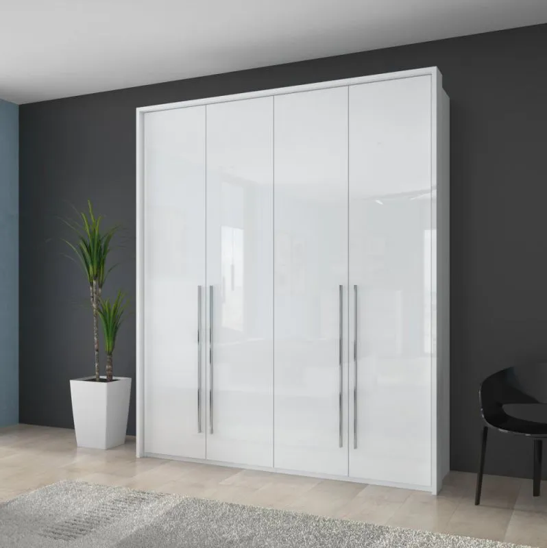 187 cm breiter Kleiderschrank mit 4 Türen | Farbe: Weiß Abbildung