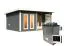 Saunahaus "Anni 5" SET A mit Ofen 9 kW, Farbe: Terragrau - 509 x 369 cm (B x T), Grundfläche: 19 m²
