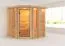 Sauna "Enania" mit bronzierter Tür und Kranz - Farbe: Natur - 224 x 210 x 206 cm (B x T x H)
