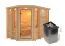 Sauna "Aril" SET mit bronzierter Tür & Ofen 9 kW - 259 x 210 x 206 cm (B x T x H)