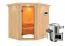 Sauna "Askjell" SET mit bronzierter Tür und Kranz - Farbe: Natur, Ofen externe Steuerung easy 3,6 kW - 210 x 184 x 202 cm (B x T x H)